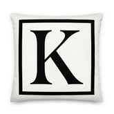 Letter K Border Monogram Decorative Throw Pillow Cushion, Pillow, $ 71.50, A Moment Of Now™